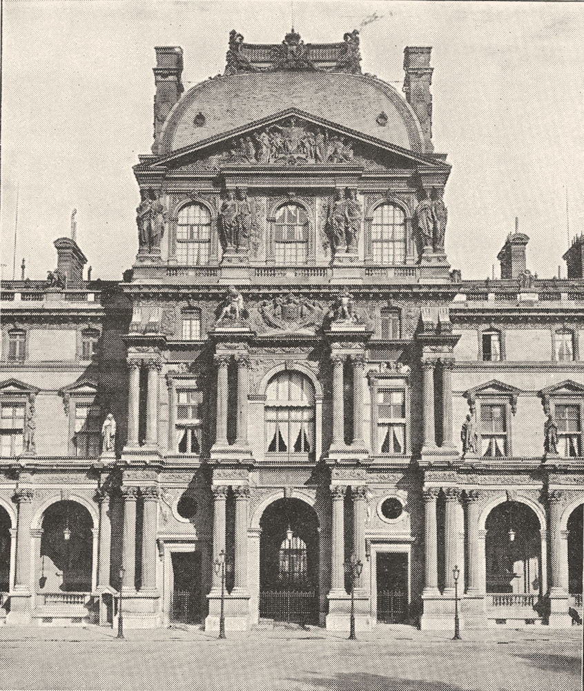 PARIS. Le Louvre. Pavillon Richelieu 1900 old antique vintage print picture